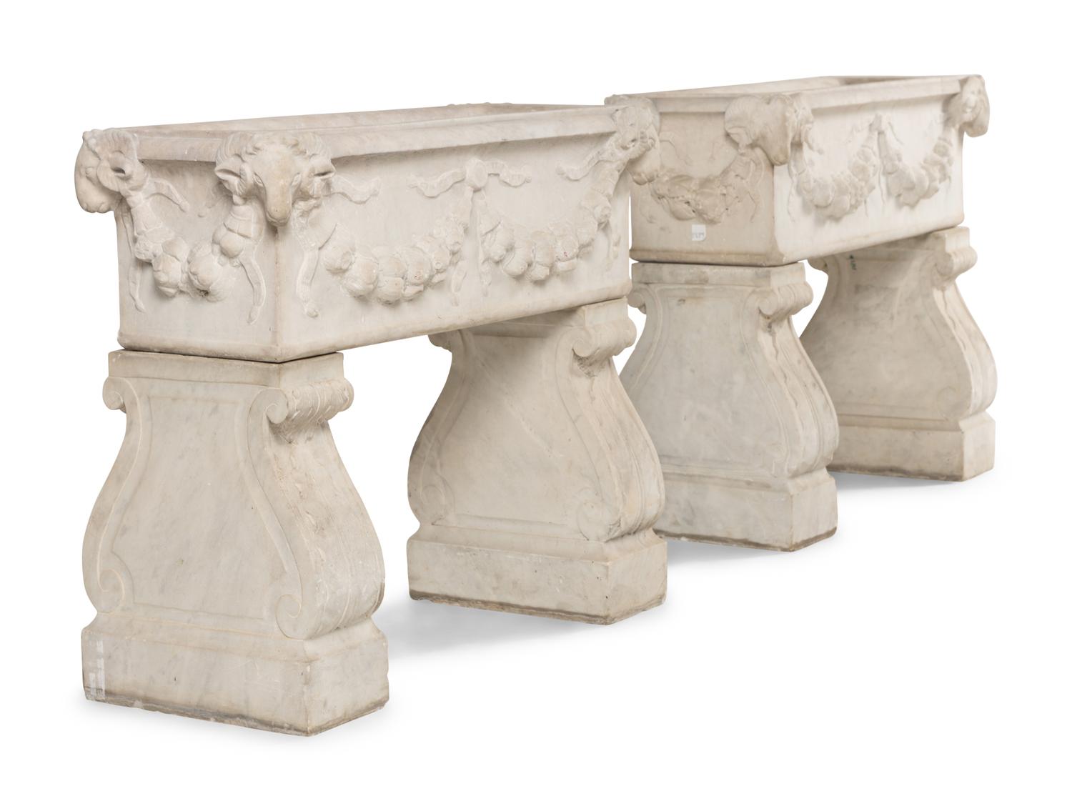 A Pair of Neoclassical Marble Jardinières