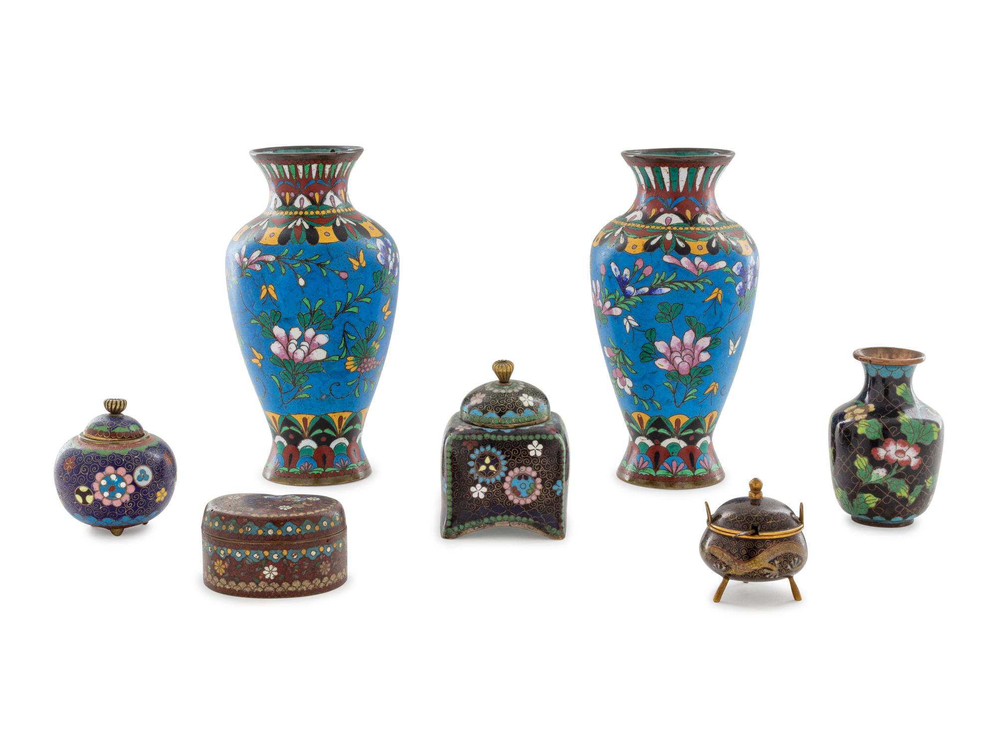 Seven Small Cloisonne Articles