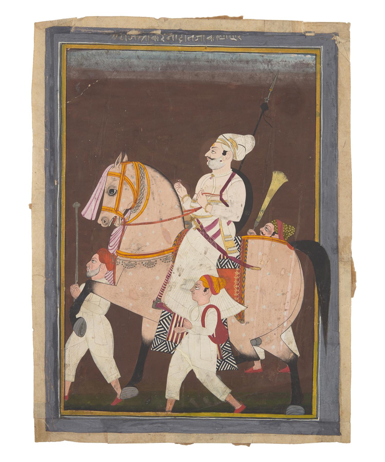 A Painting of R ao Jag Singh of Hatanagar Mounted on a Tan Stallion , Marwar, Jodhpur, Circa 1840s