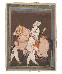 A Painting of R ao Jag Singh of Hatanagar Mounted on a Tan Stallion , Marwar, Jodhpur, Circa 1840s