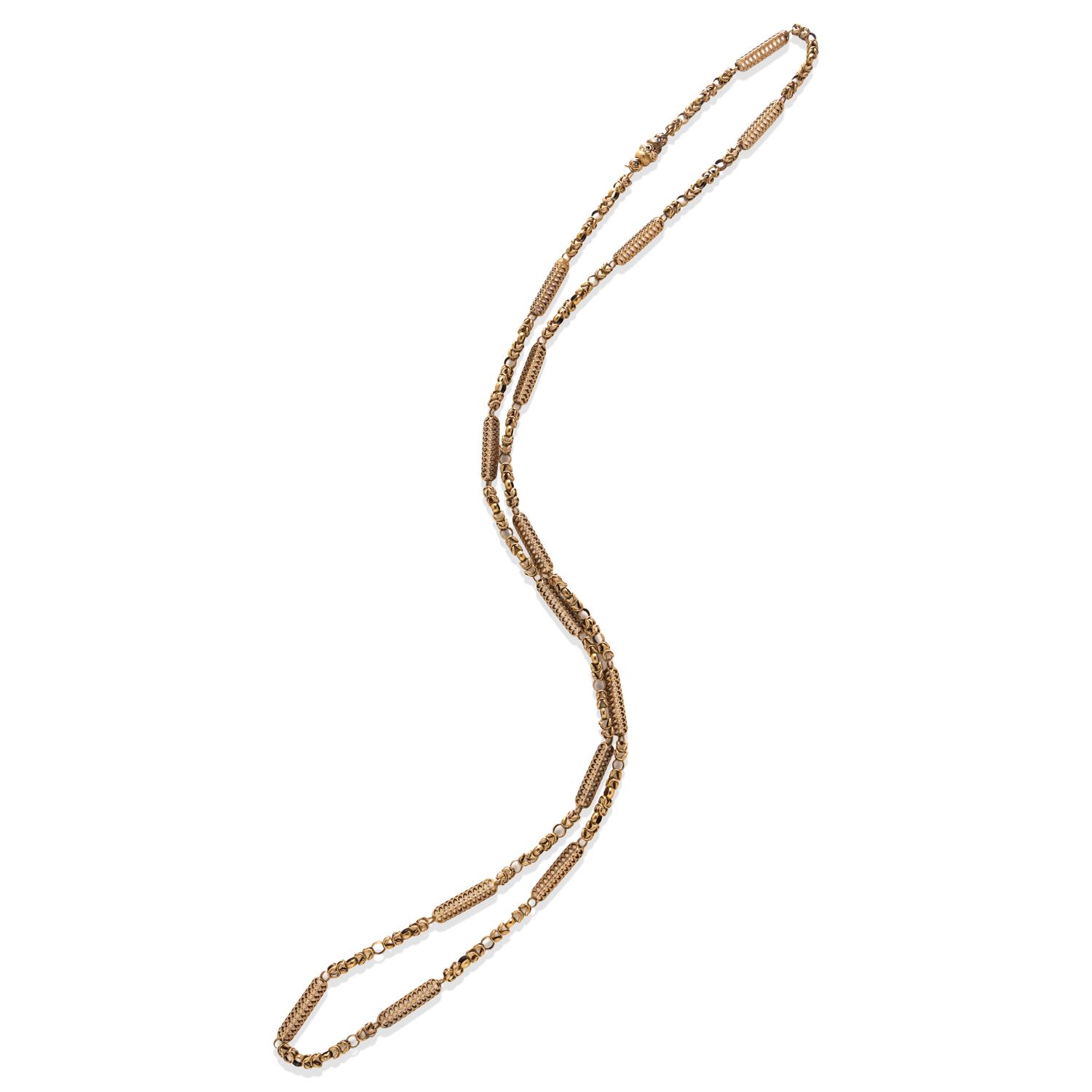 ANTIQUE, YELLOW GOLD FANCY LINK NECKLACE