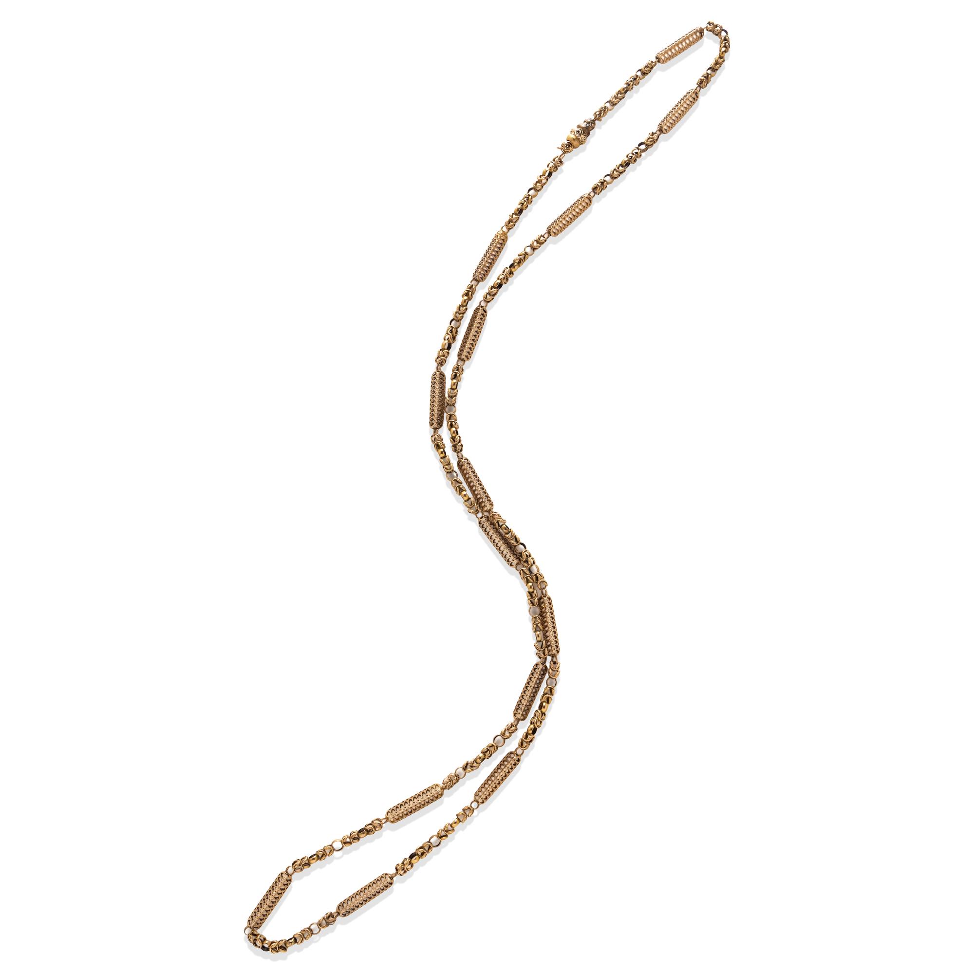 ANTIQUE, YELLOW GOLD FANCY LINK NECKLACE