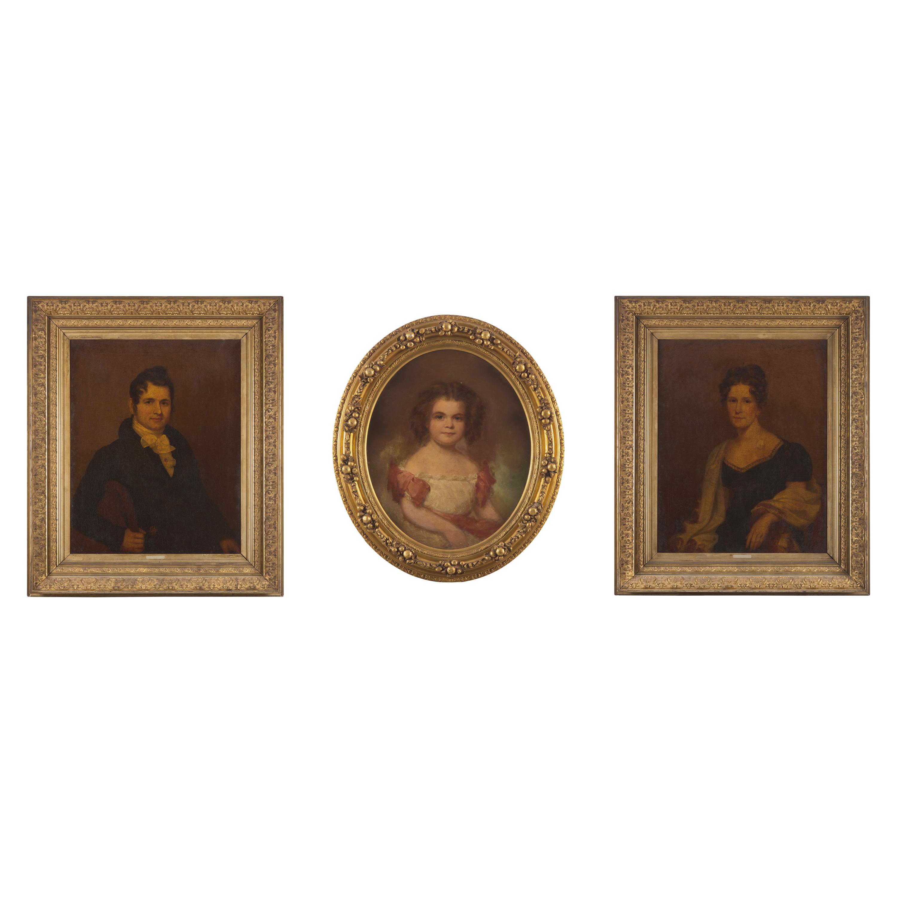 Attributed to Sarah Miriam Peale (1800-1885) — Three Portraits: Charles Salmon (1791-1835) and Eliza A. Wyant-Salmon (1792-1846) of Frederick County, Maryland, and Blanche Virginia Ogden (1853-1936), Circa 1820 and 1860