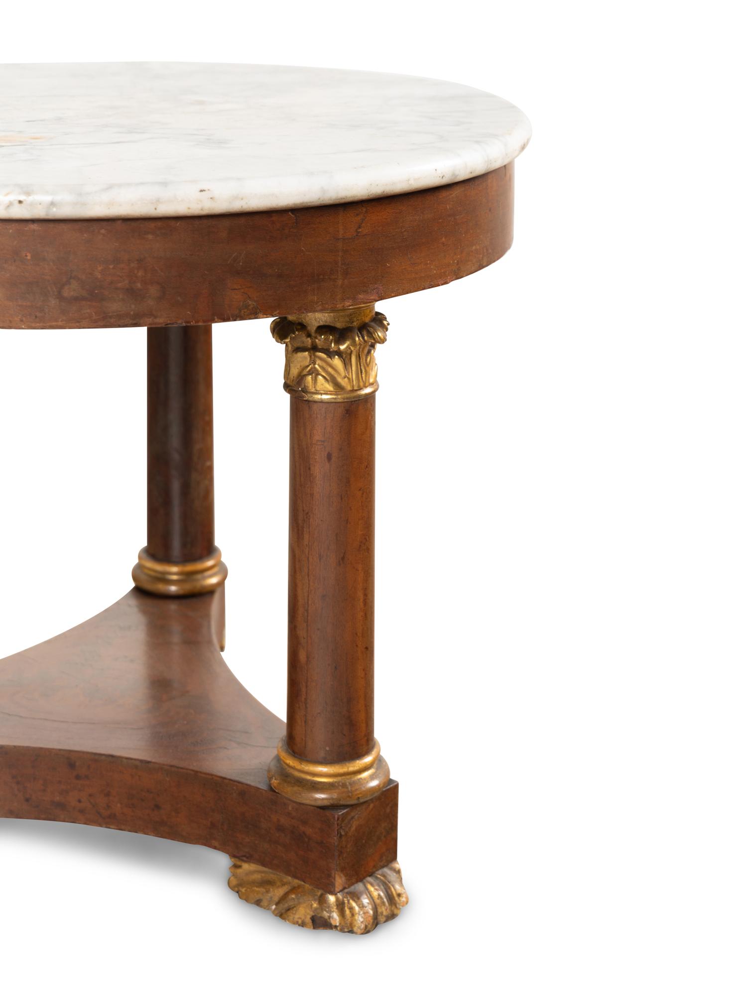 An Empire Style Gilt-Bronze Mounted Marble Top Guéridon