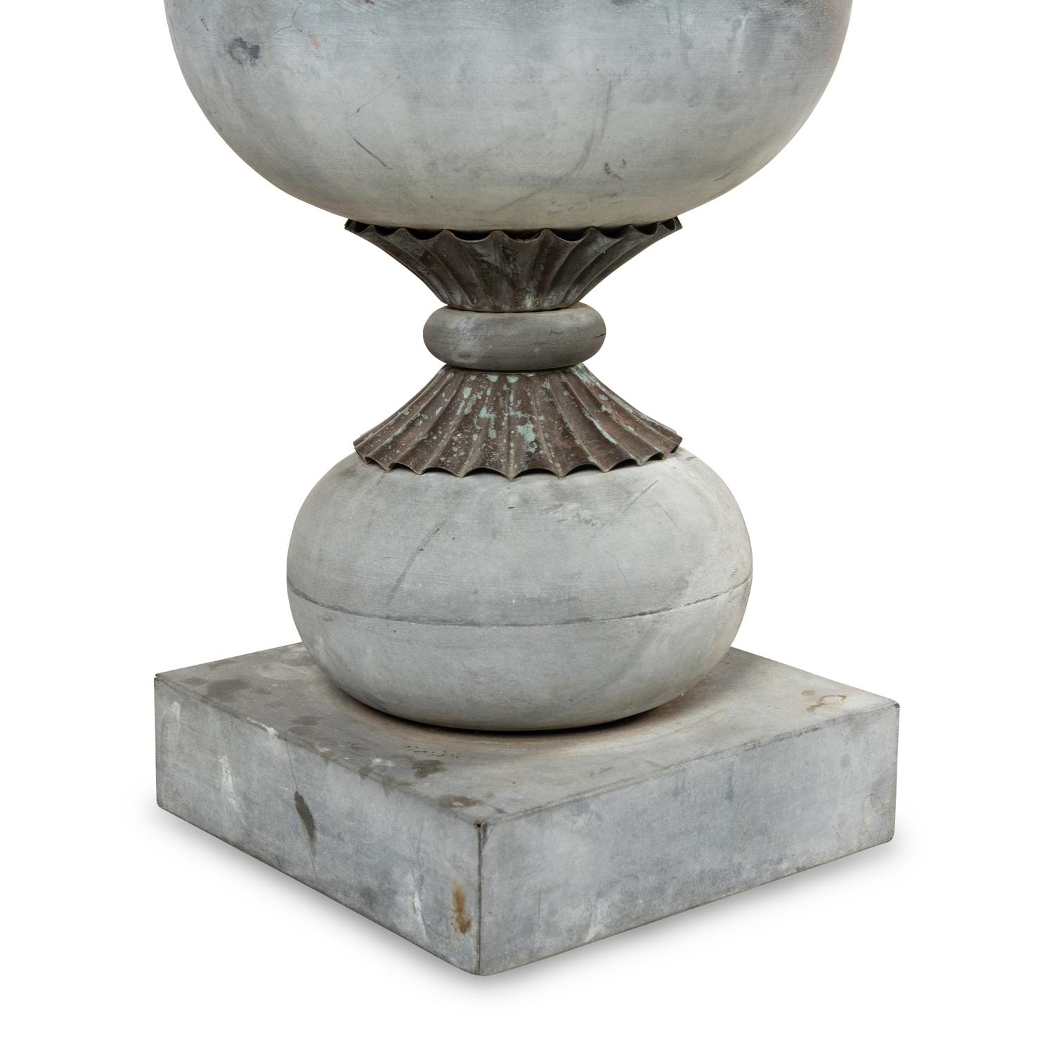 A Patinated Zinc Garden Urn