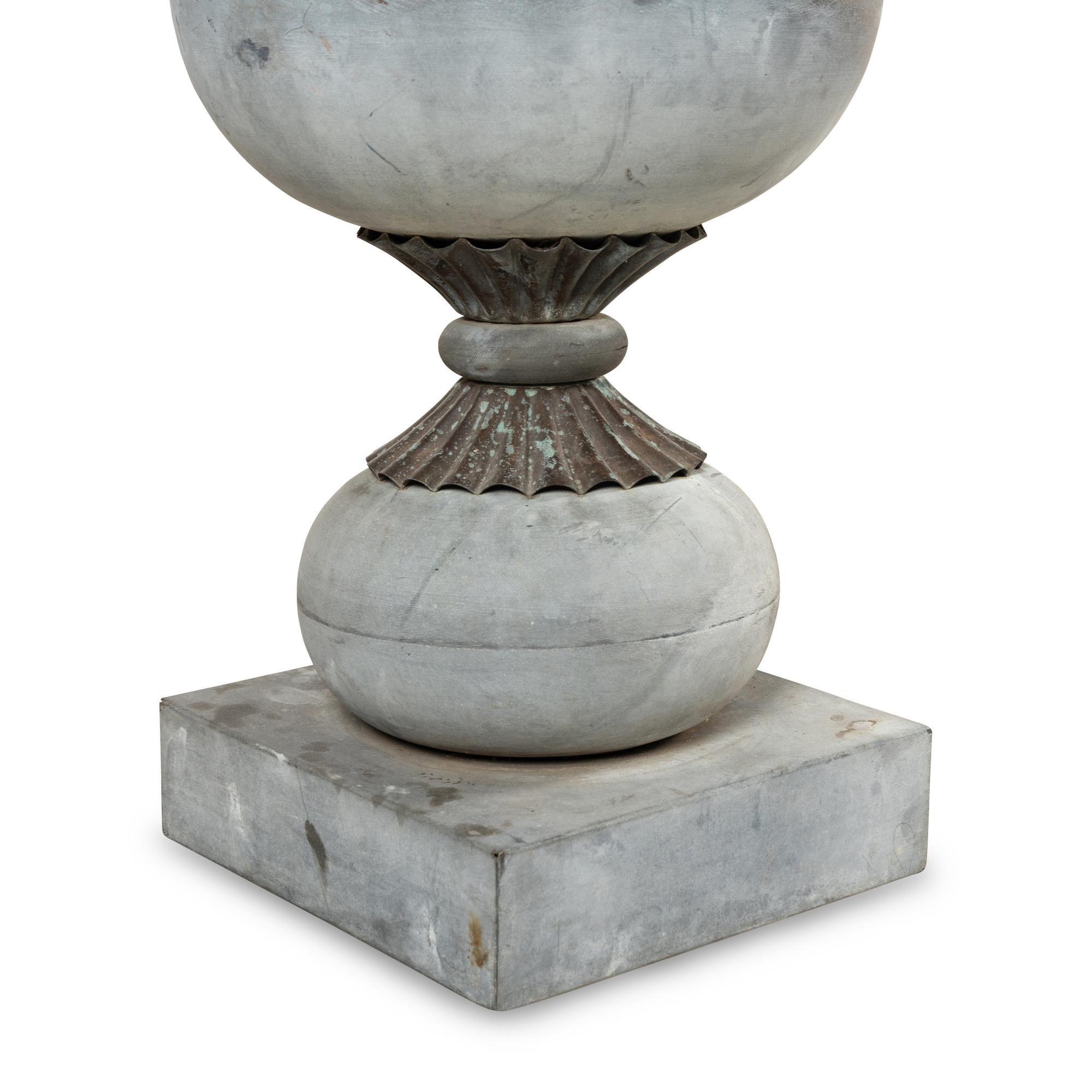 A Patinated Zinc Garden Urn
