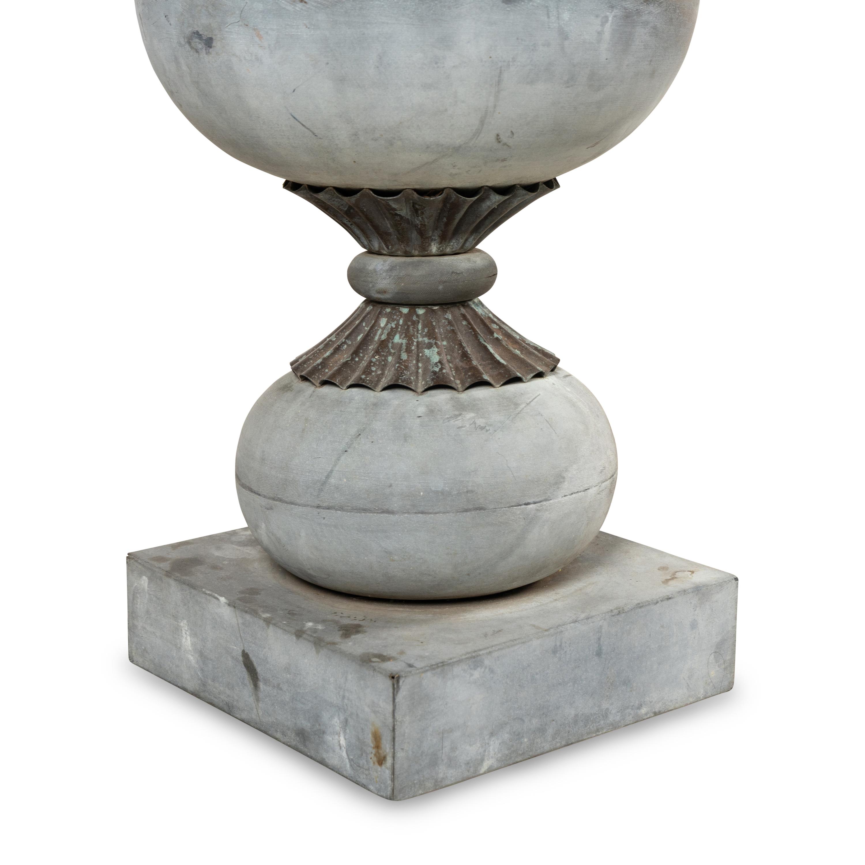 A Patinated Zinc Garden Urn