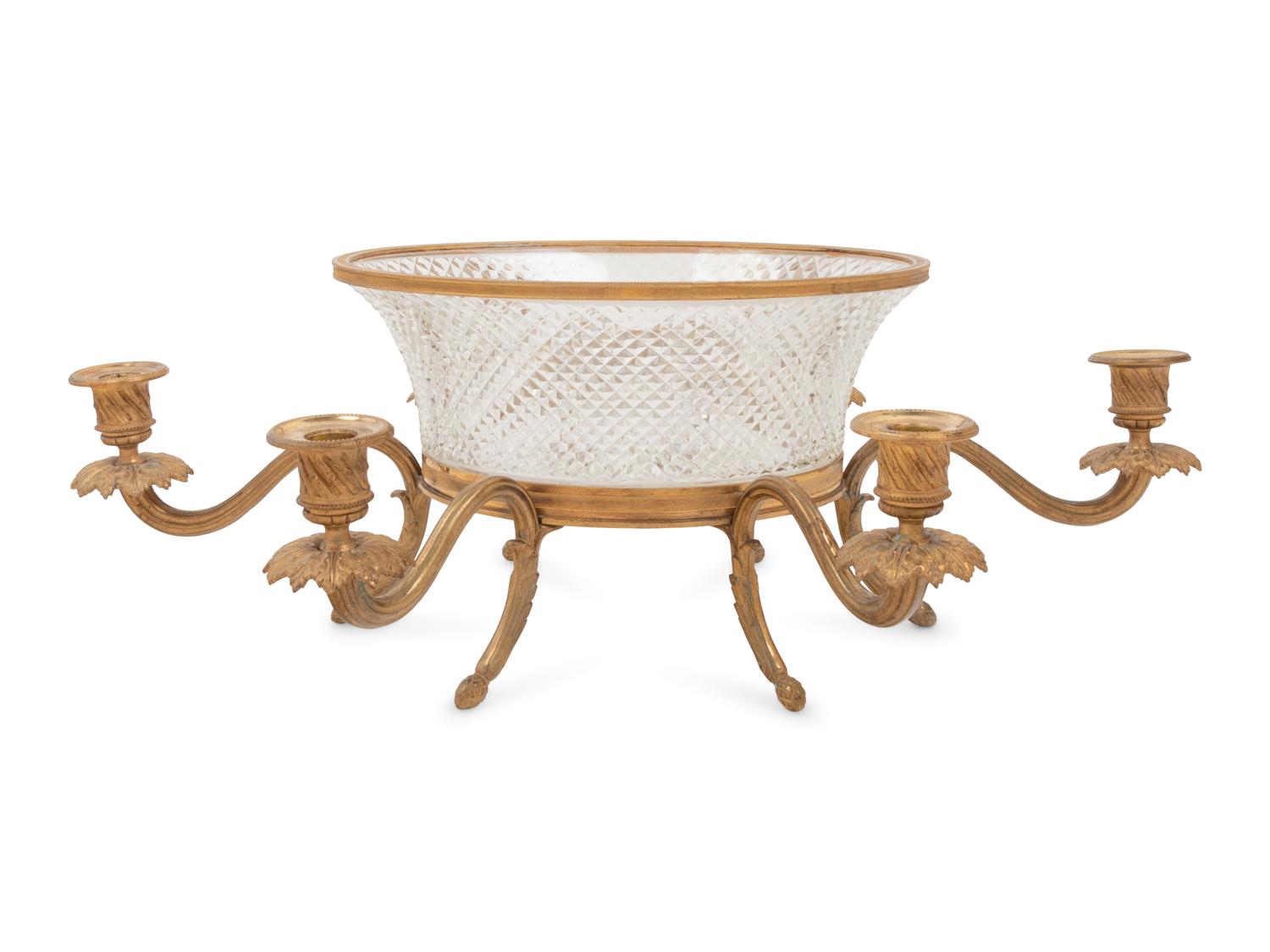 A French Gilt Bronze Mounted Cut Glass Centerpiece