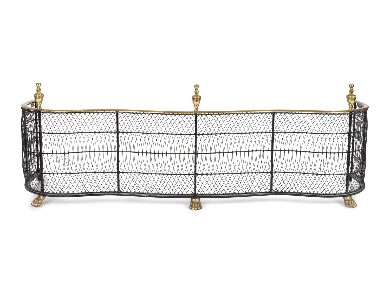 A Regency Brass and Iron Wirework Fire Fender — 19TH CENTURY