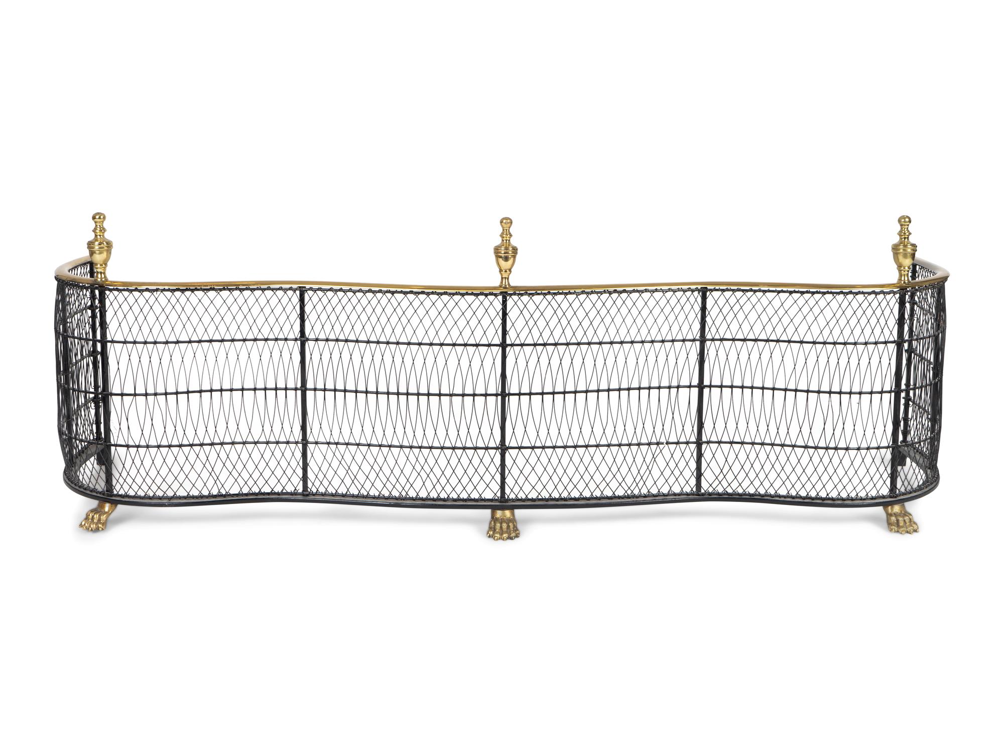 A Regency Brass and Iron Wirework Fire Fender — 19TH CENTURY