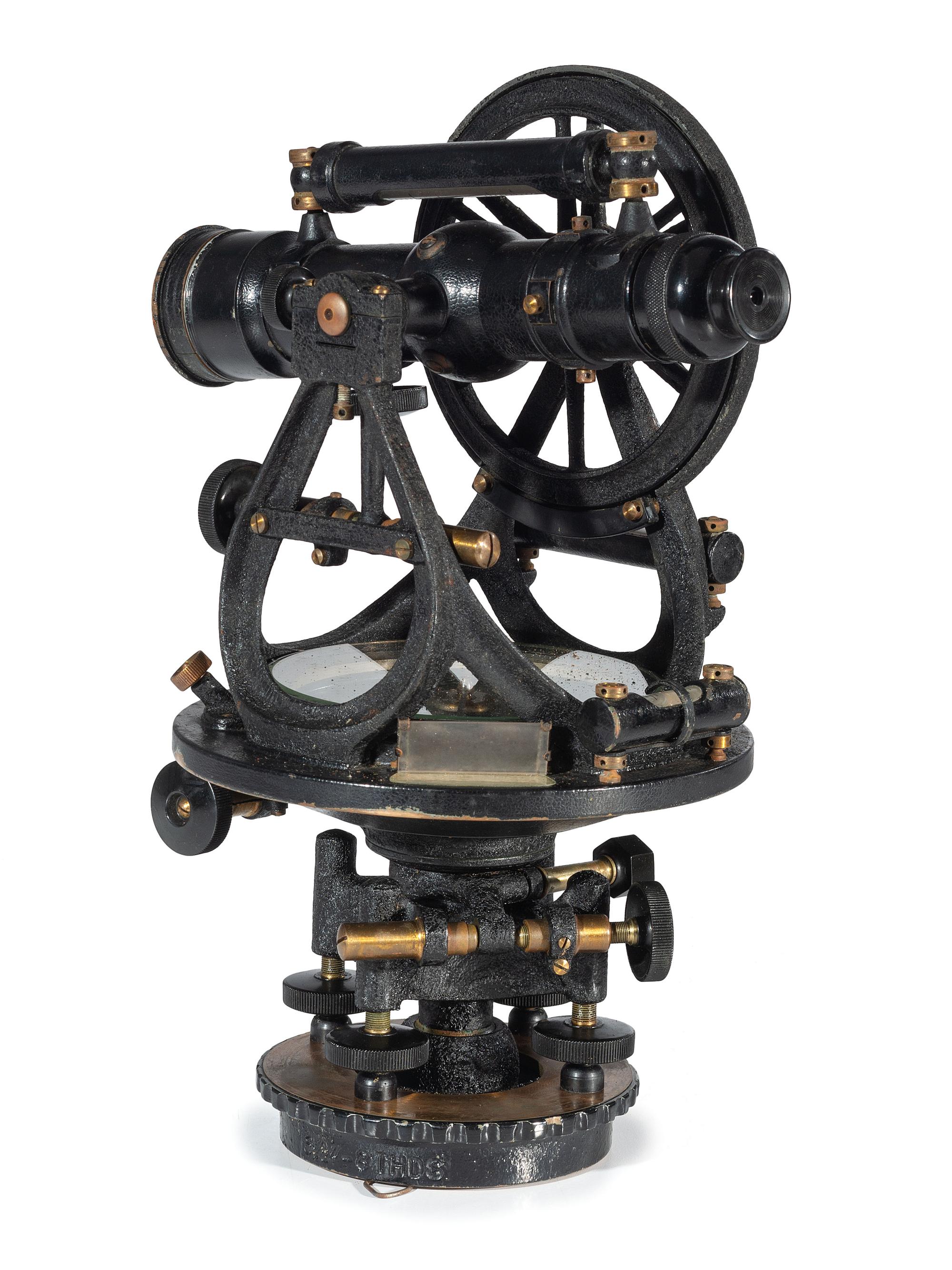 [SCIENCE & TECHNOLOGY]. W. & L.E. Gurley surveyor's transit and tripod, plus.