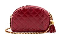 A Chanel Red Quilted Lizardskin Bag, 9 x 5 x 2 inches.