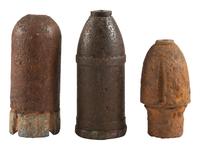 [CIVIL WAR]. A group of 3 artillery shells, incl. Confederate examples.