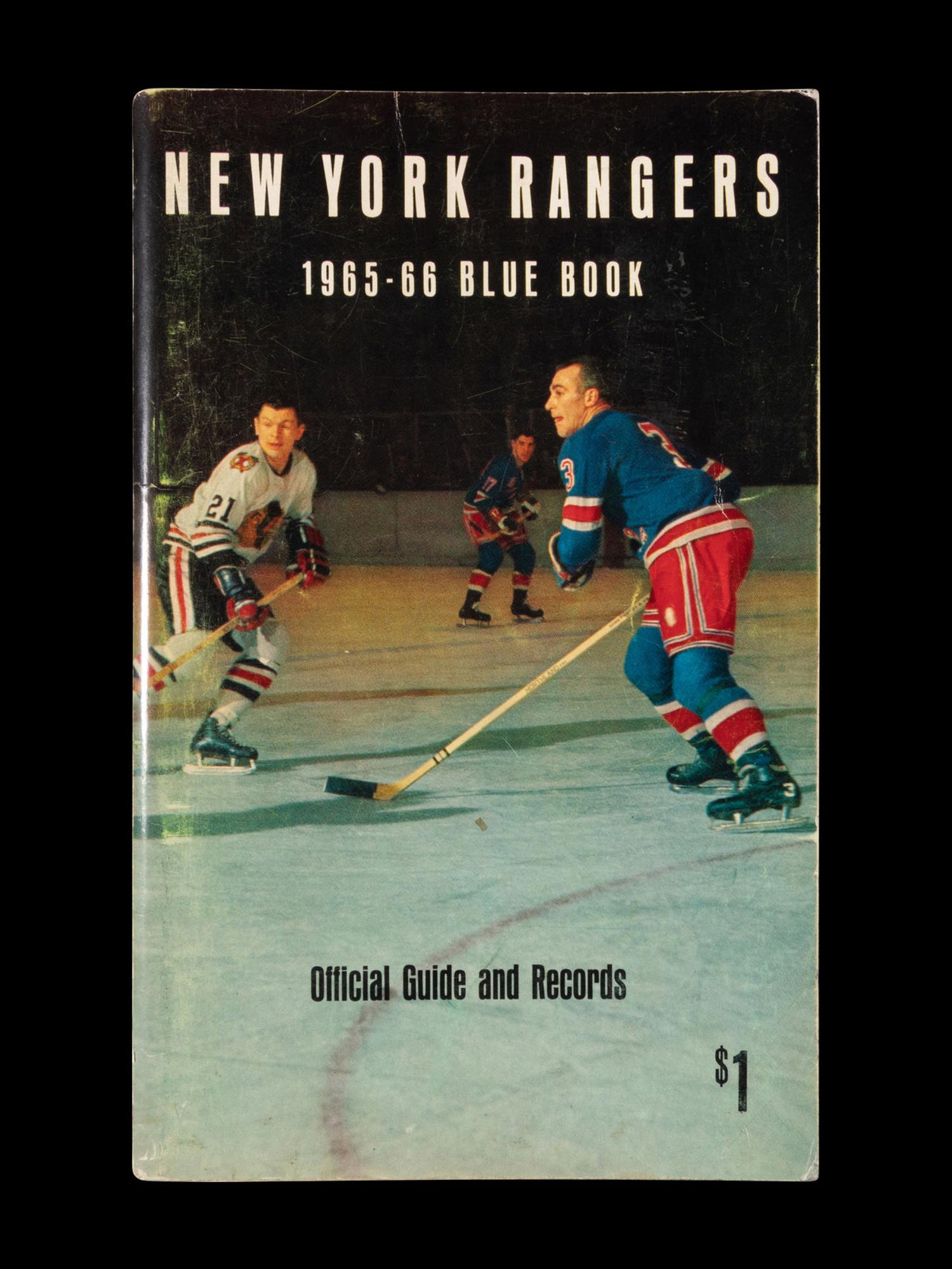 A Group of 16 1960s - 1980s New York Rangers Blue Book Media Guides,