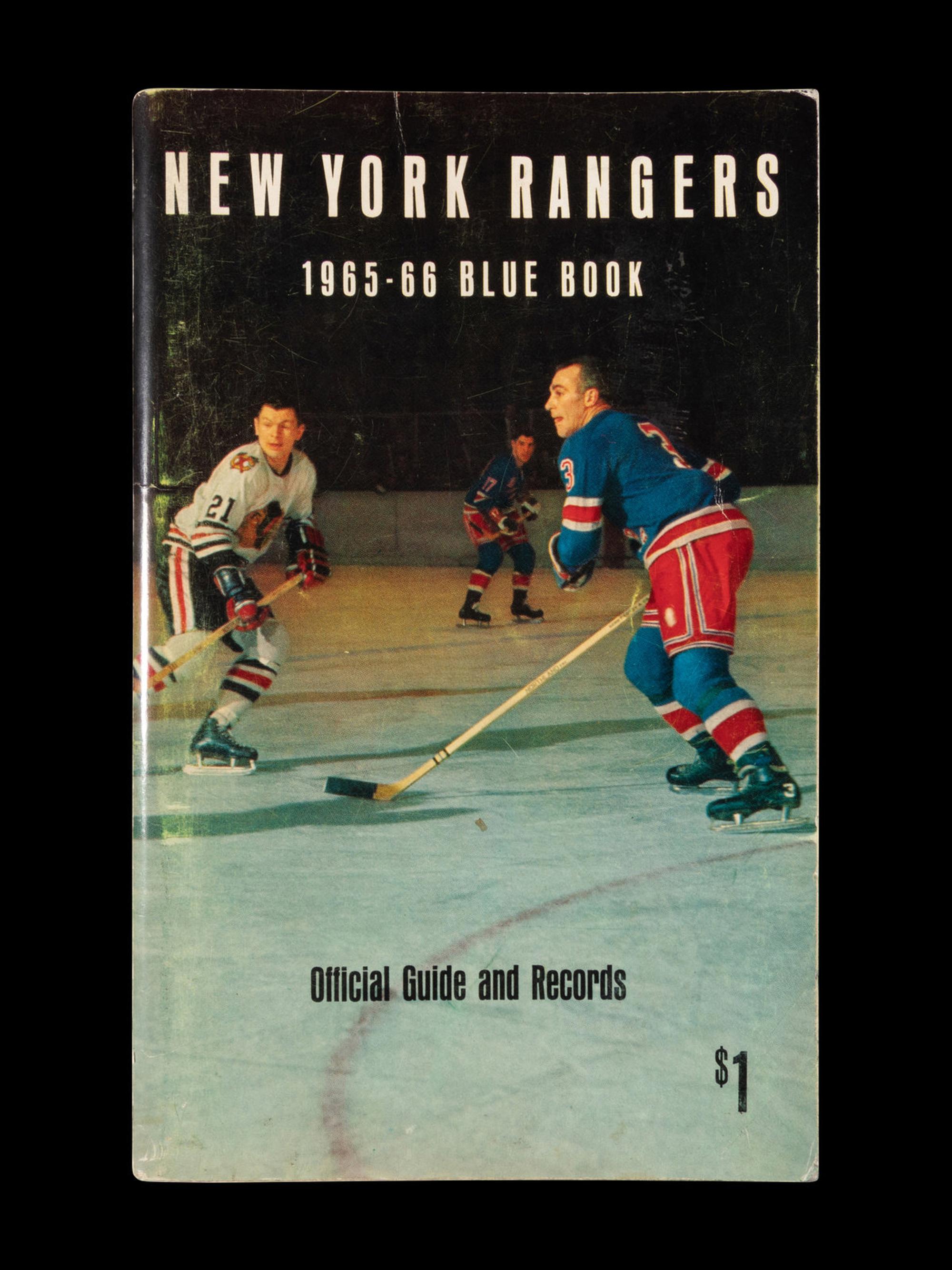 A Group of 16 1960s - 1980s New York Rangers Blue Book Media Guides,