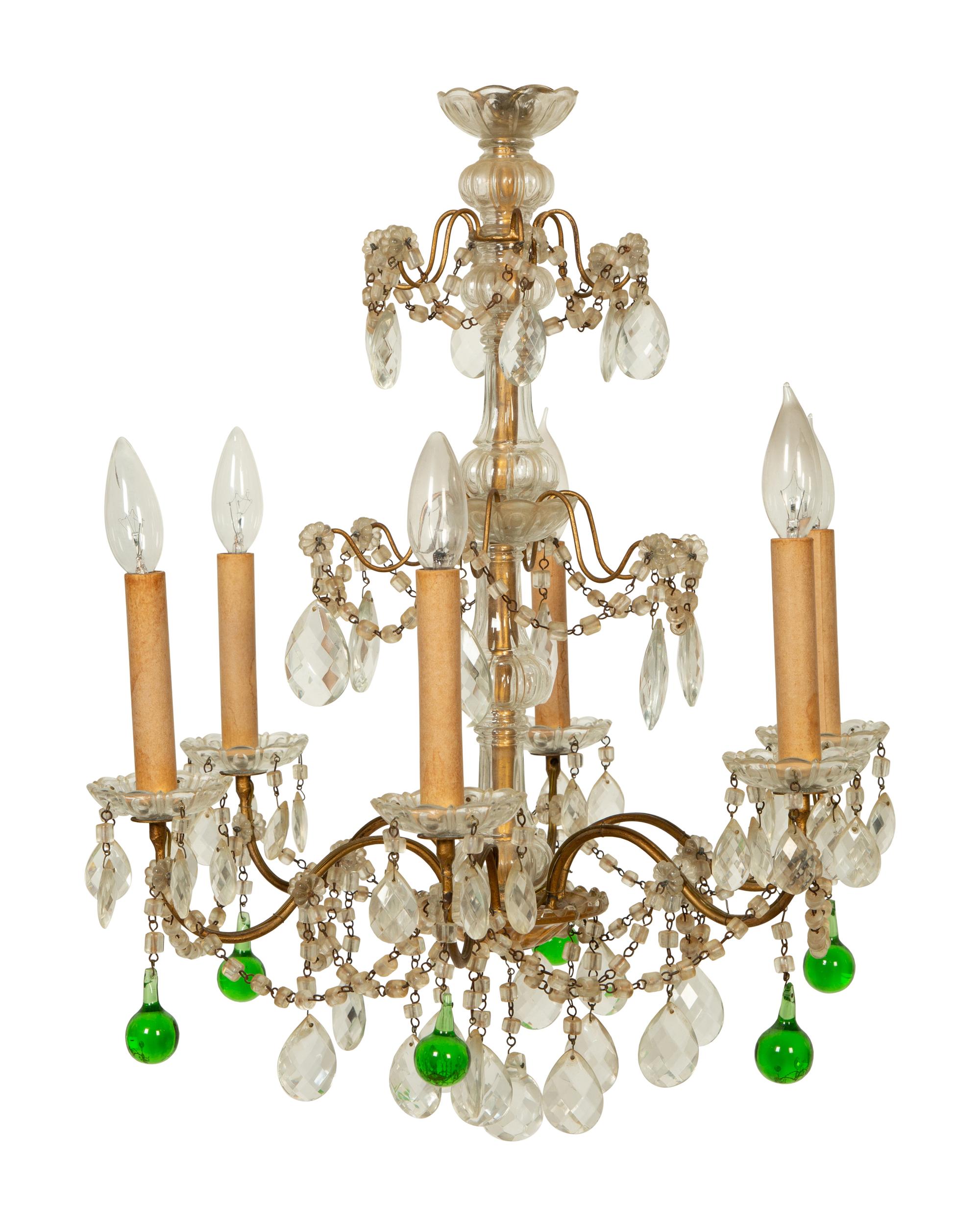 An Italian Beaded Gilt Metal Chandelier