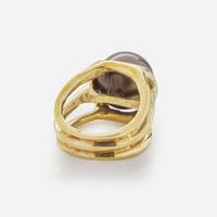 A 14K Yellow Gold and South Sea Black Pearl Ring