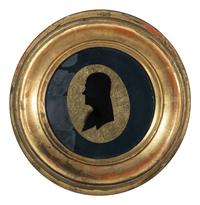 Six Verre Eglomise Silhouette Portraits of Gentlemen and Military Officers
