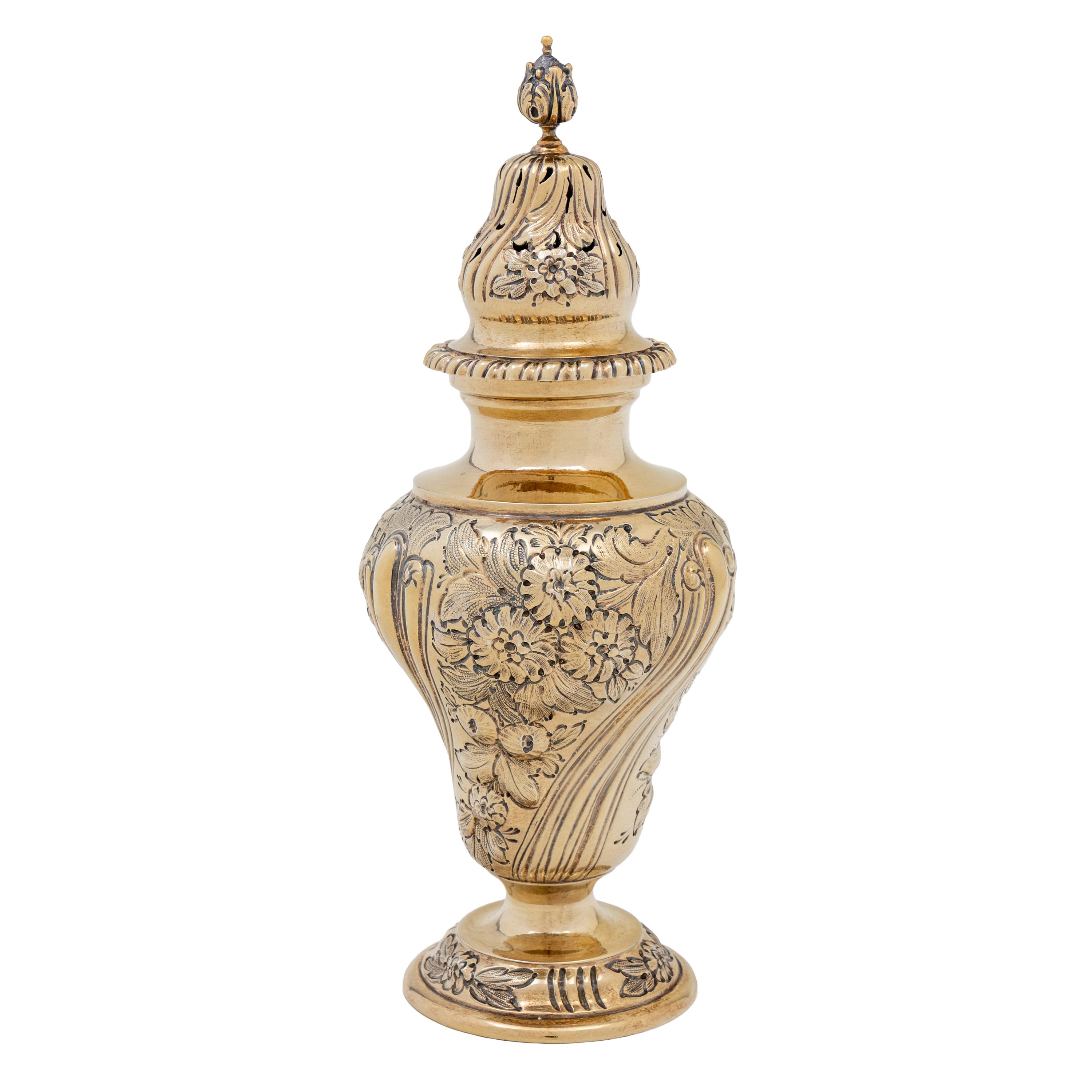 An Edwardian Silver-Gilt Sugar Caster