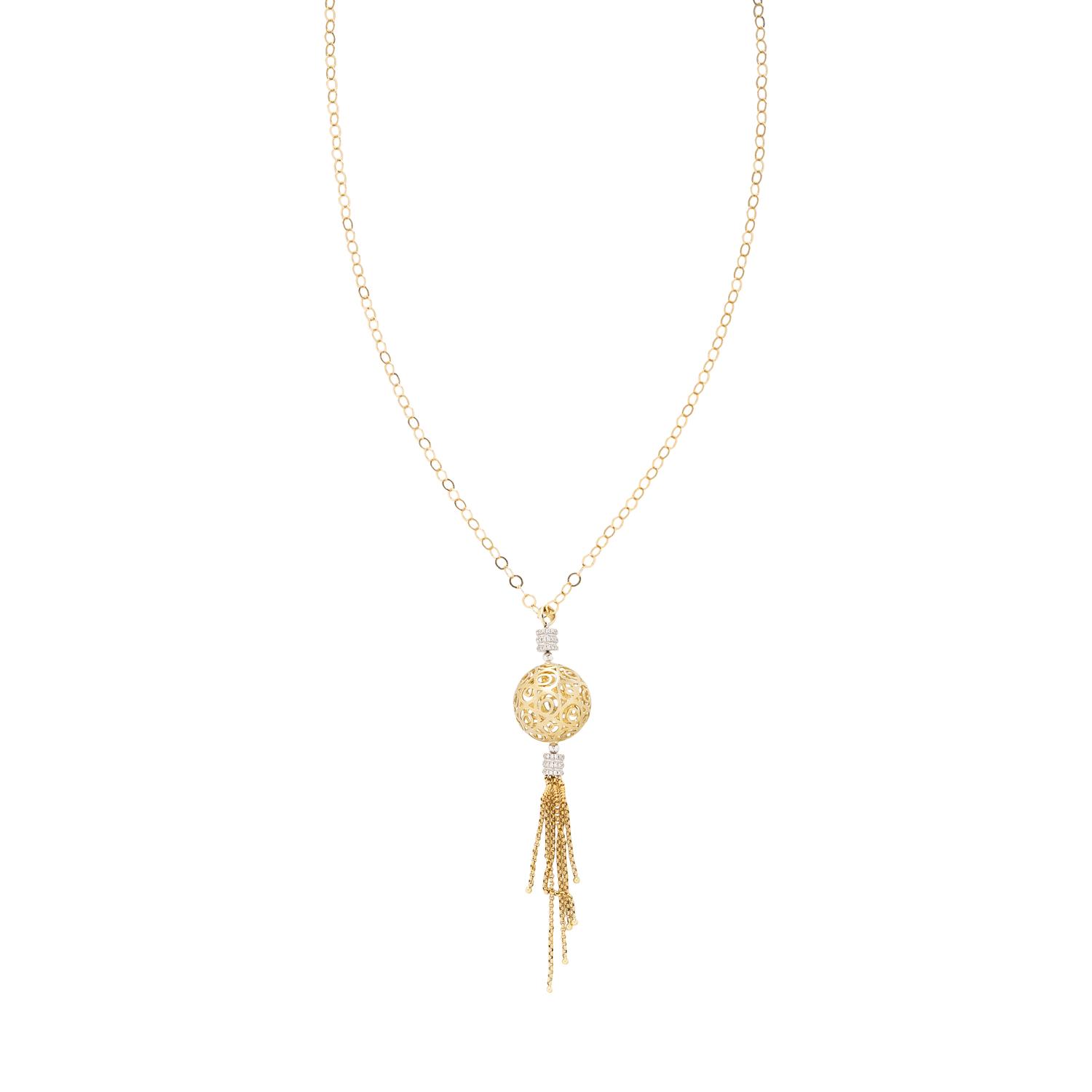 YELLOW GOLD AND DIAMOND PENDANT TASSEL NECKLACE
