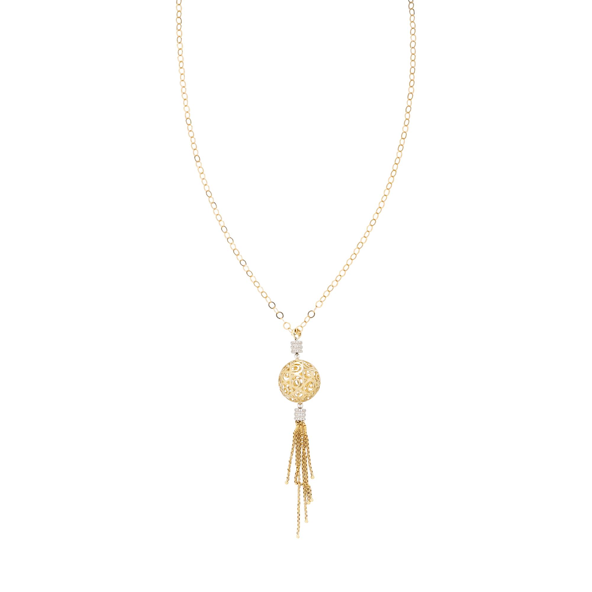 YELLOW GOLD AND DIAMOND PENDANT TASSEL NECKLACE