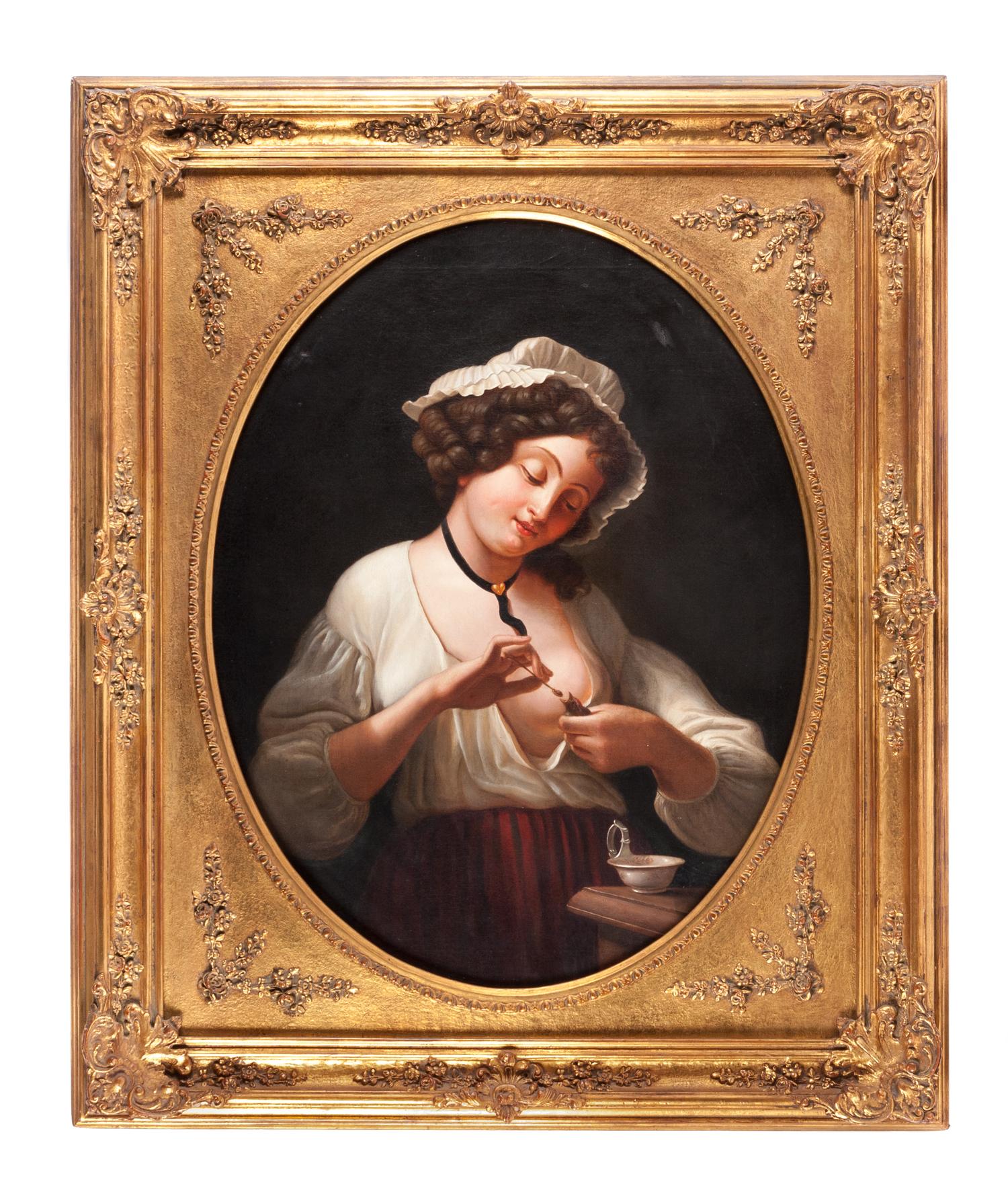 Continental School, (19th Century), Woman Feeding a Baby Bird