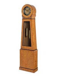 A Biedermeier Birch Longcase Clock