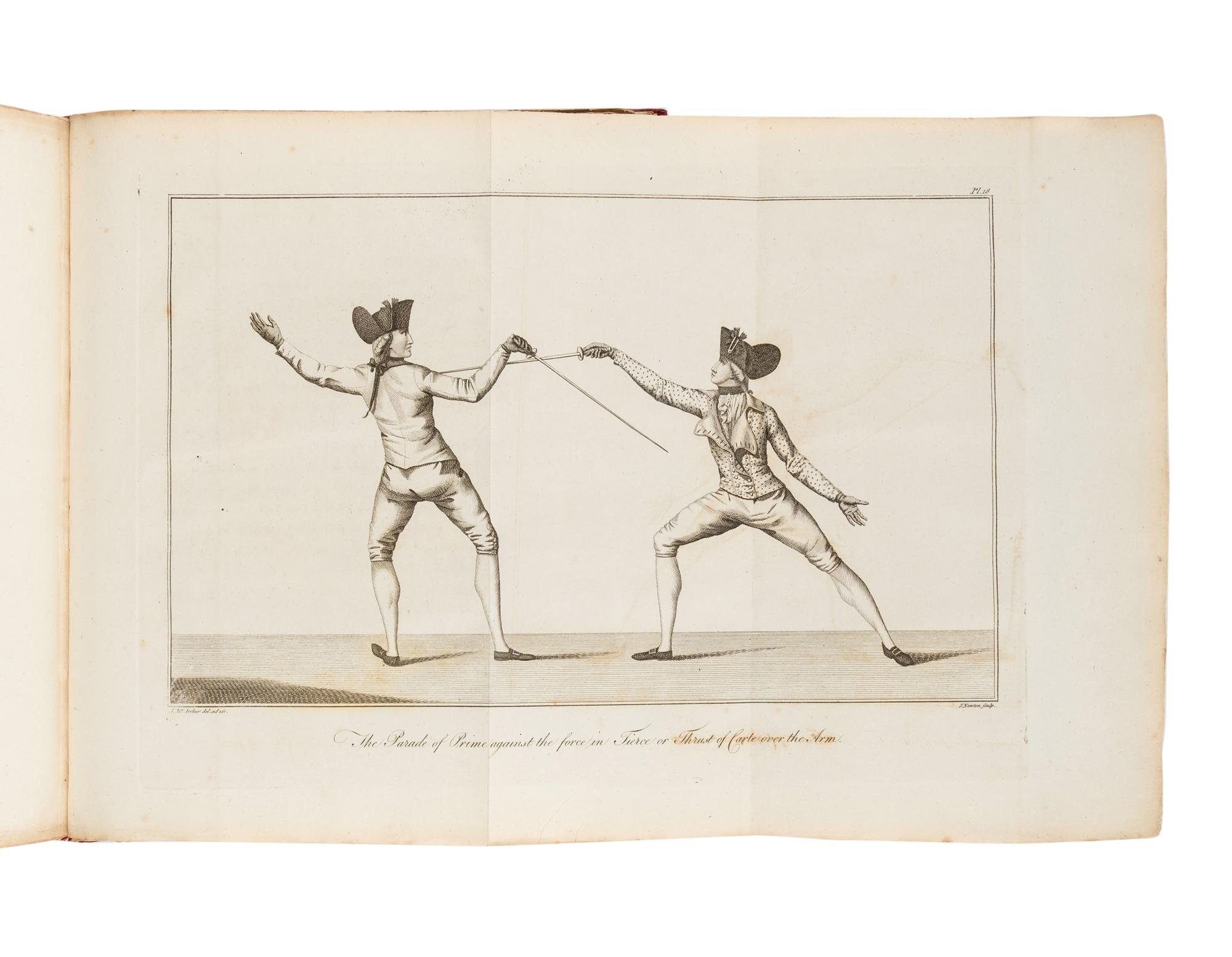 McARTHUR, John (1755-1840). The Army and Navy Gentleman's Companion; or a New and Complete Treatise on the Theory and Practice of Fencing . London: for J. Murray, 1784.