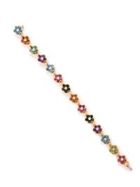 YELLOW GOLD, DIAMOND, AND MULTIGEM FLOWER BRACELET