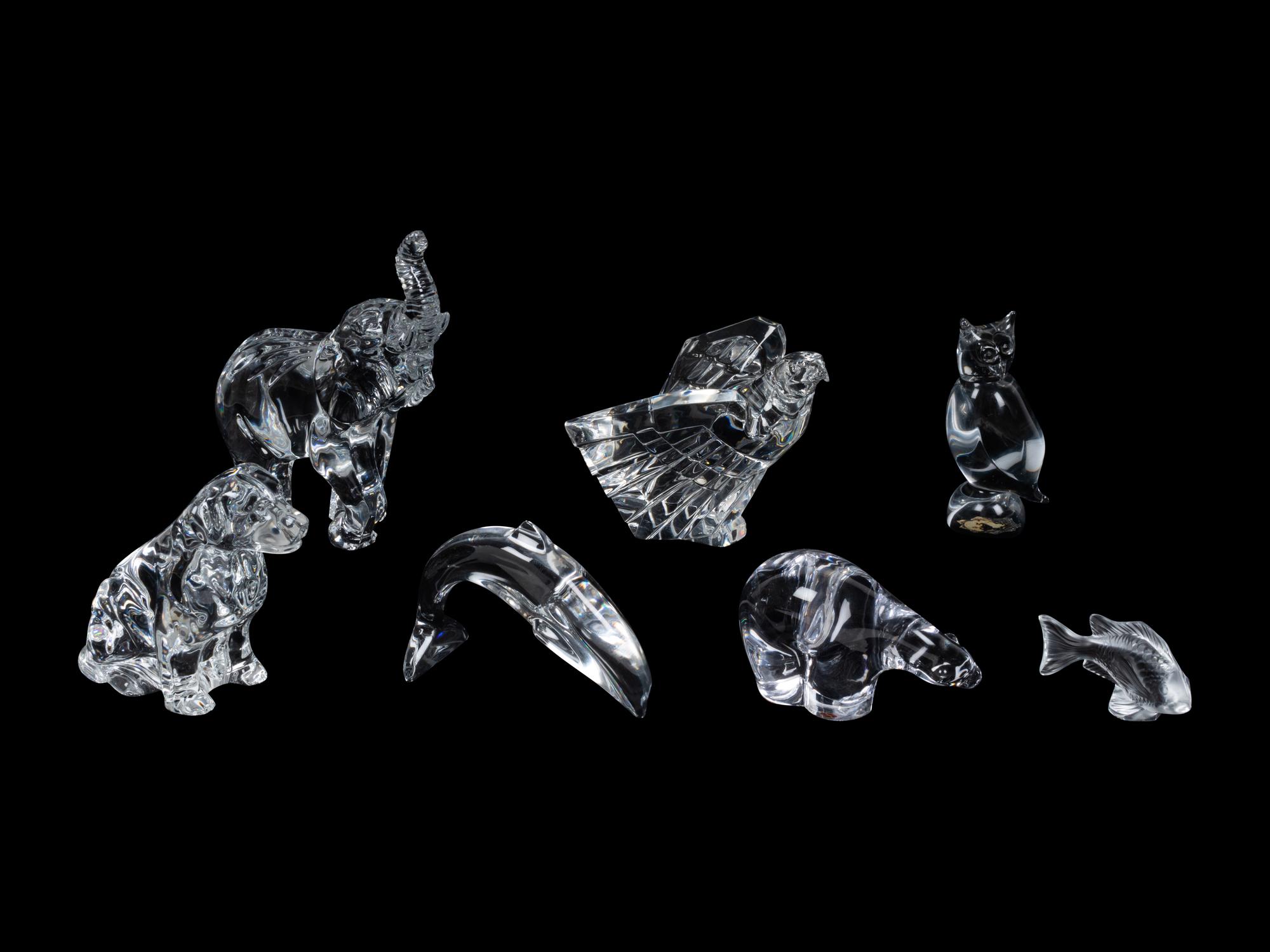 A Group of Seven Glass Animals