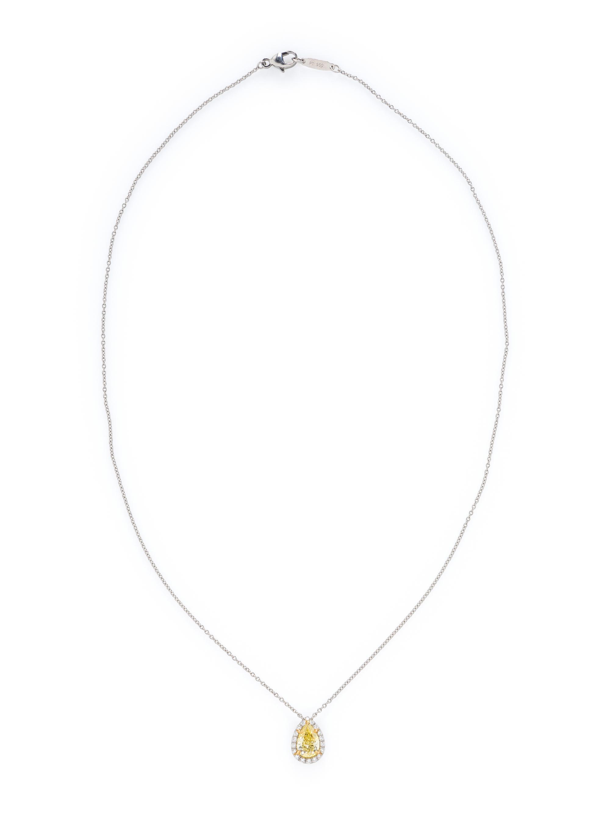 TIFFANY & CO., 'SOLESTE' FANCY INTENSE YELLOW DIAMOND, DIAMOND, AND PLATINUM NECKLACE