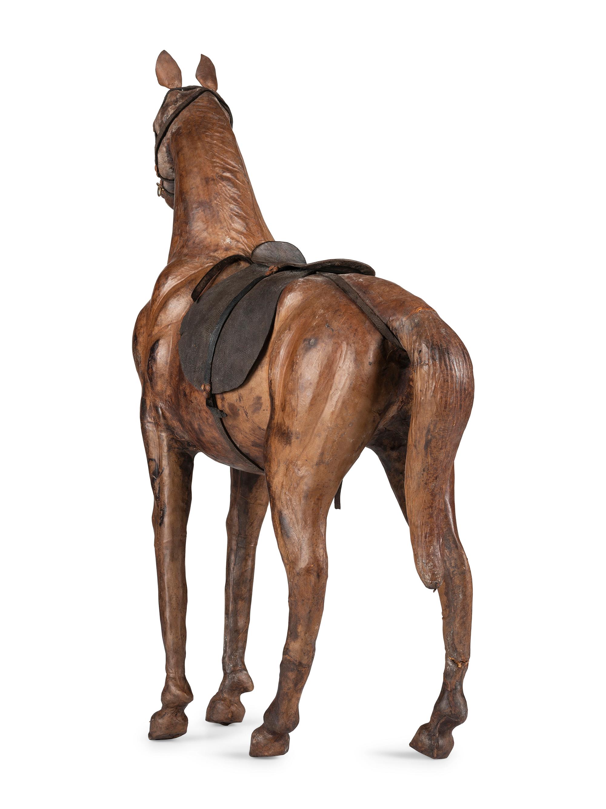 A Leather Horse Figure, In the manner of Abercrombie & Fitch