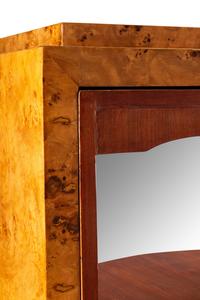 An Art Deco Style Burl Walnut and Rosewood Veneered Bar Cabinet