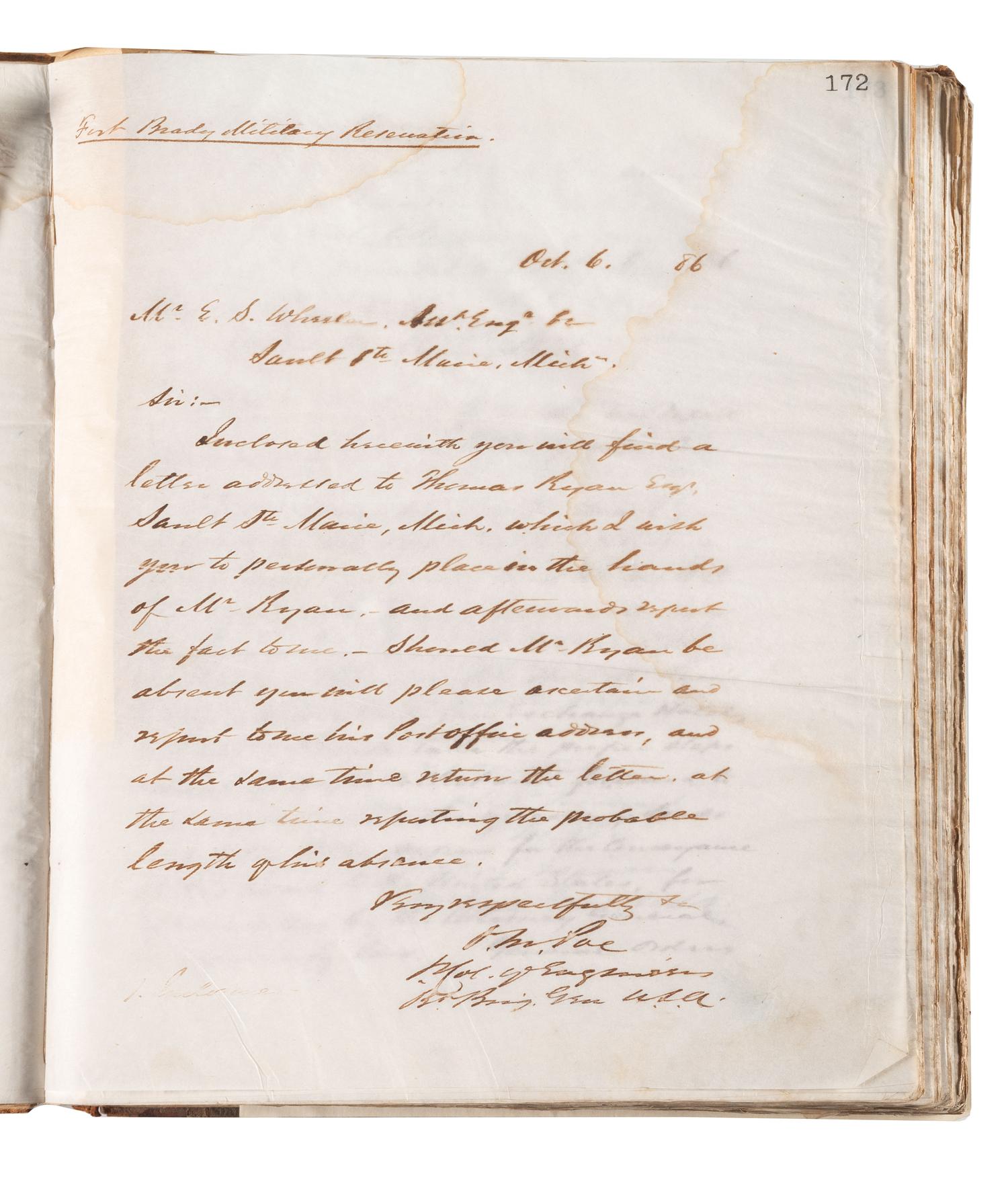 [ENGINEERING] -- [CIVIL WAR]. Group of 3 letterpress copybooks containing ca 1885-1895 correspondence of US Army officer and engineer Orlando Metcalf Poe (1832-1895).
