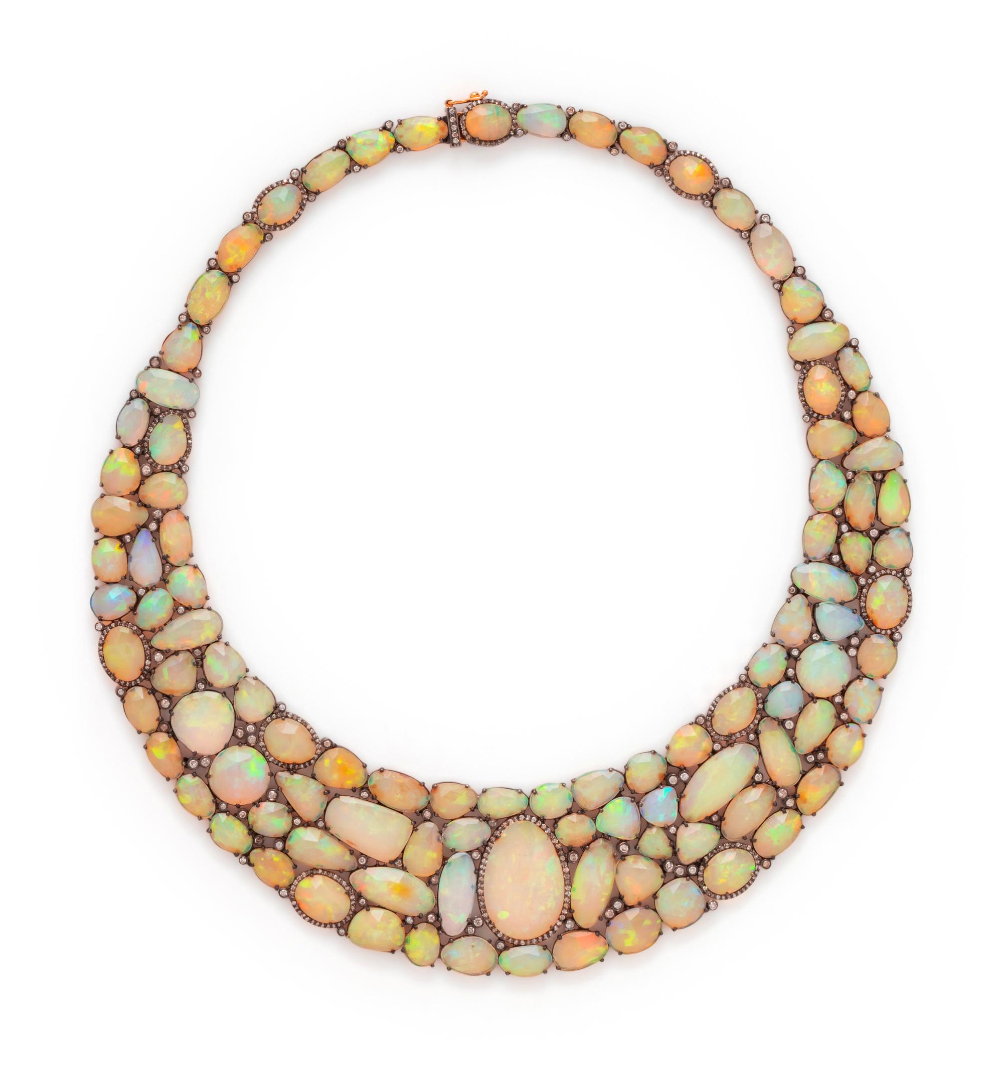 OPAL AND DIAMOND NECKLACE