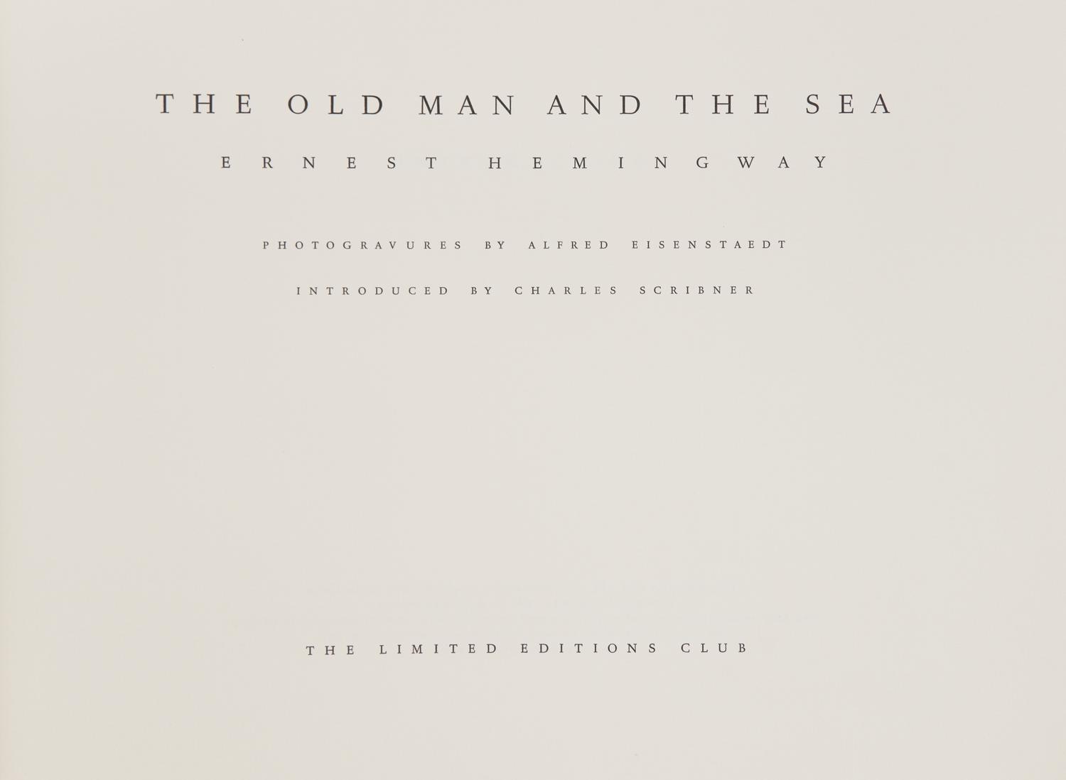[LIMITED EDITIONS CLUB]. HEMINGWAY, Ernest (1899-1961). The Old Man and the Sea. New York: The Limited Editions Club, [1990].