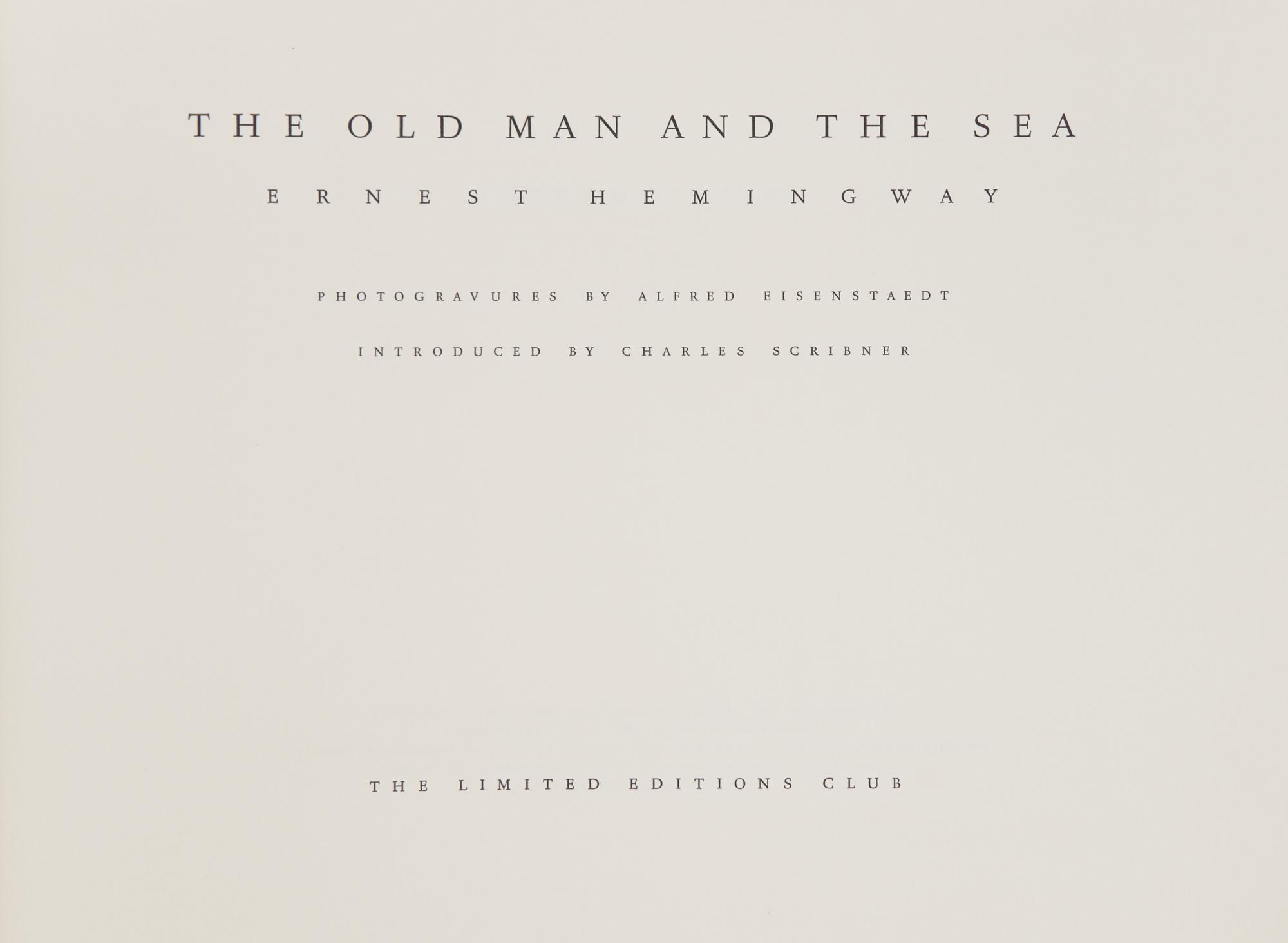 [LIMITED EDITIONS CLUB]. HEMINGWAY, Ernest (1899-1961). The Old Man and the Sea. New York: The Limited Editions Club, [1990].