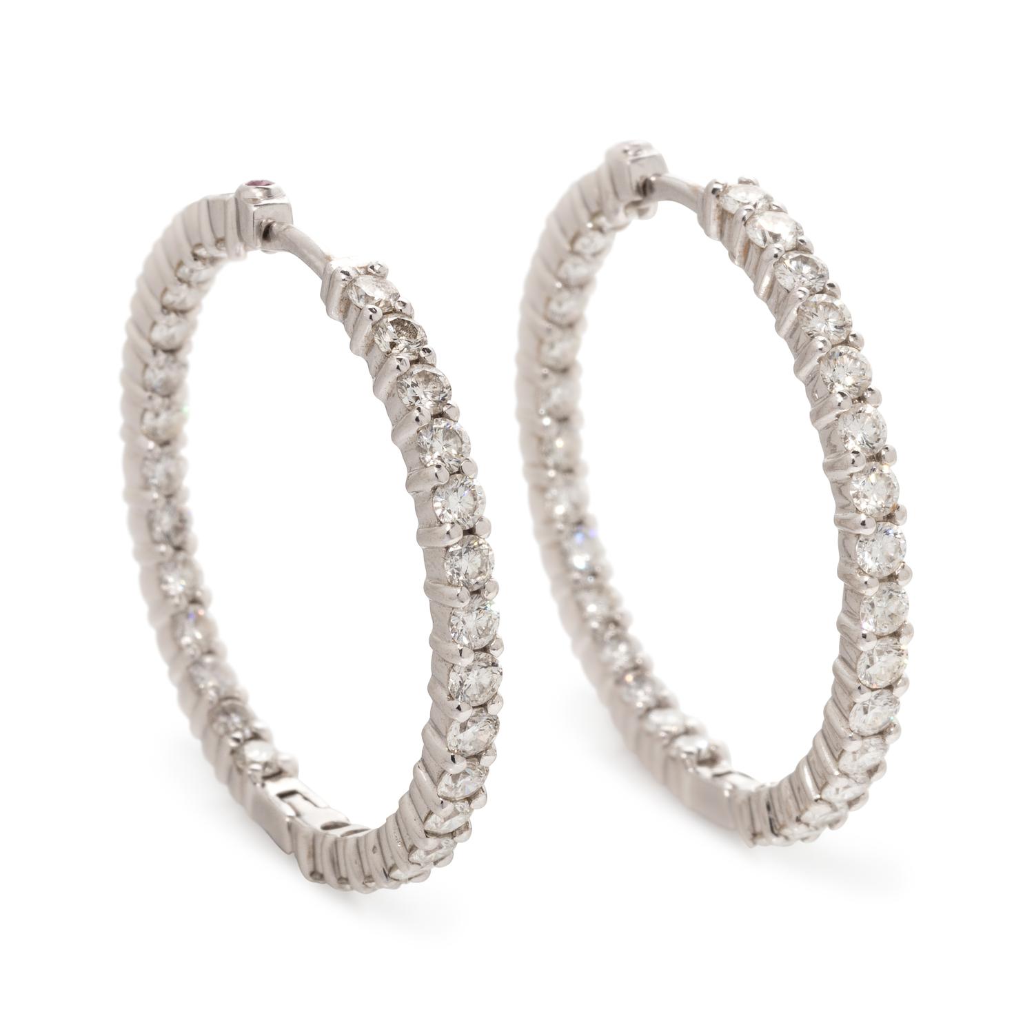 ROBERTO COIN, DIAMOND HOOP EARRINGS