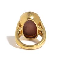 A Roman Carnelian Ring Stone with the Goddess Minerva — Set in a gold ring