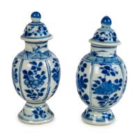 A Pair of Chinese Miniature Blue and White Porcelain Ginger Jars