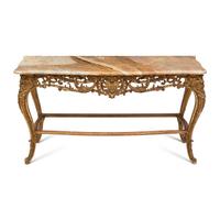 A Louis XV Style Giltwood Marble Top Console Table