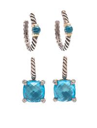 DAVID YURMAN, COLLECTION OF STERLING SILVER AND BLUE TOPAZ EARRINGS