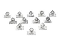 A Set of Twelve Georg Jensen Silver Acorn Place Card Holders