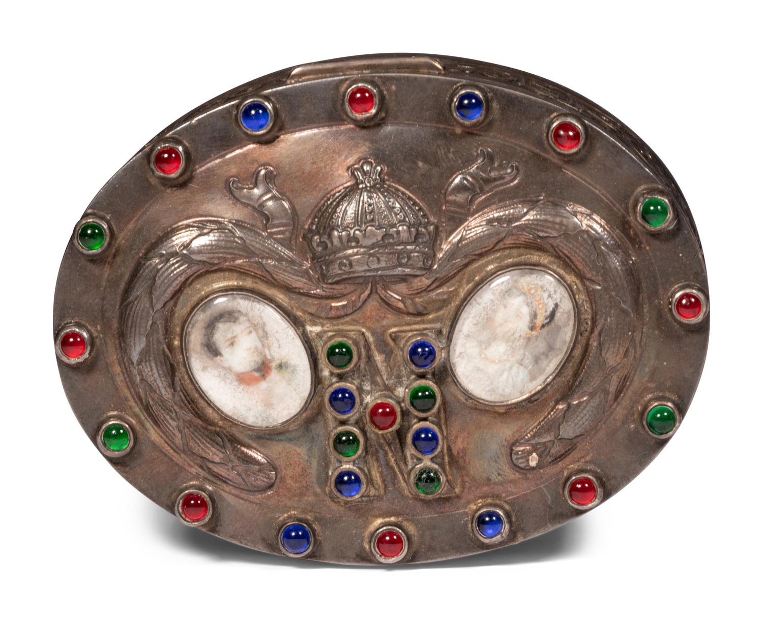 An English Silver Box, an Italian Gilt Metal Box and a Patinated Metal Table Casket