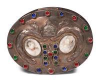 An English Silver Box, an Italian Gilt Metal Box and a Patinated Metal Table Casket