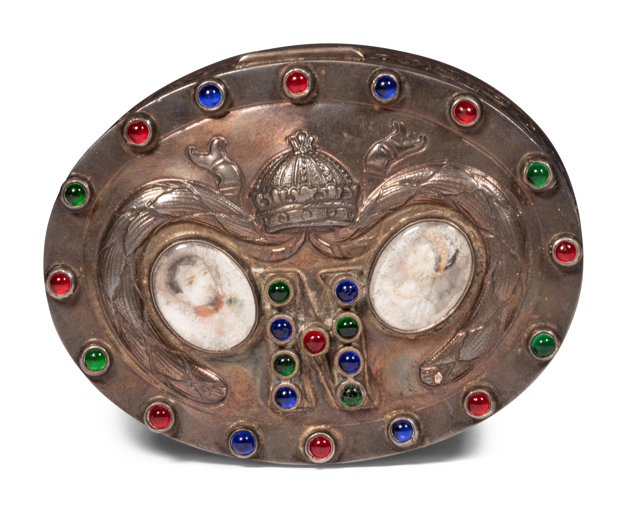 An English Silver Box, an Italian Gilt Metal Box and a Patinated Metal Table Casket