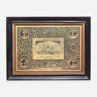 American School 19th century Two Works of Navigational Spiritual Guidance: A Nautical Cut-Work Picture and A Moral Compass for Seaman