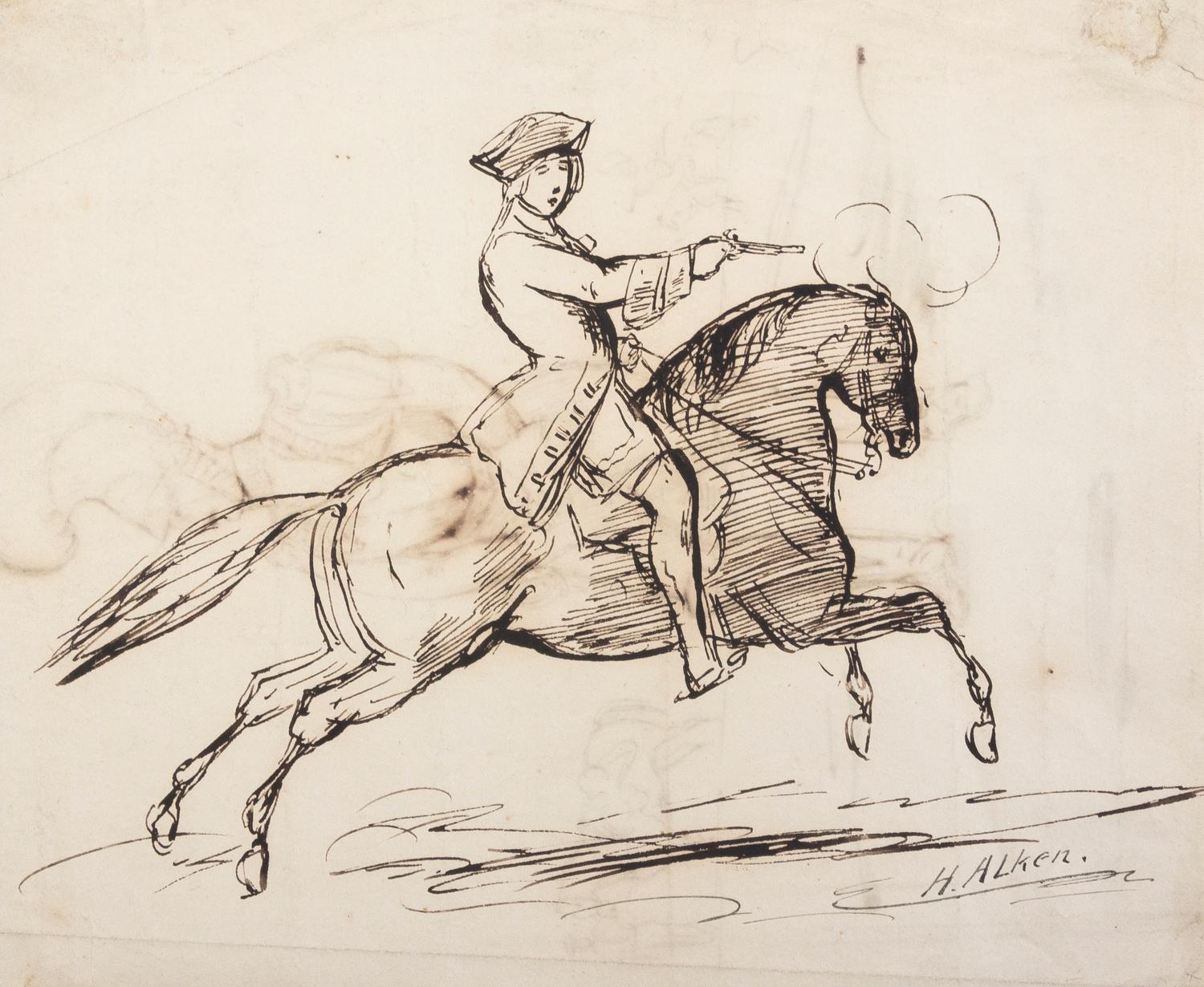 ALKEN, HENRY. [Original Drawings and Sketches], title from binding. With 7 original sketches.