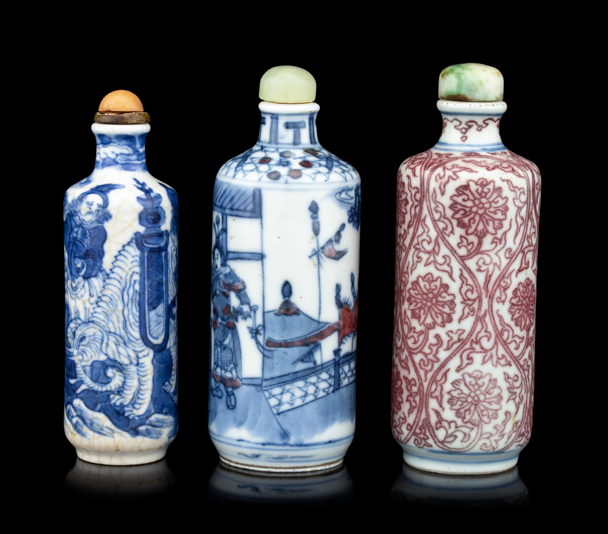 Three Chinese Porcelain Snuff Bottles