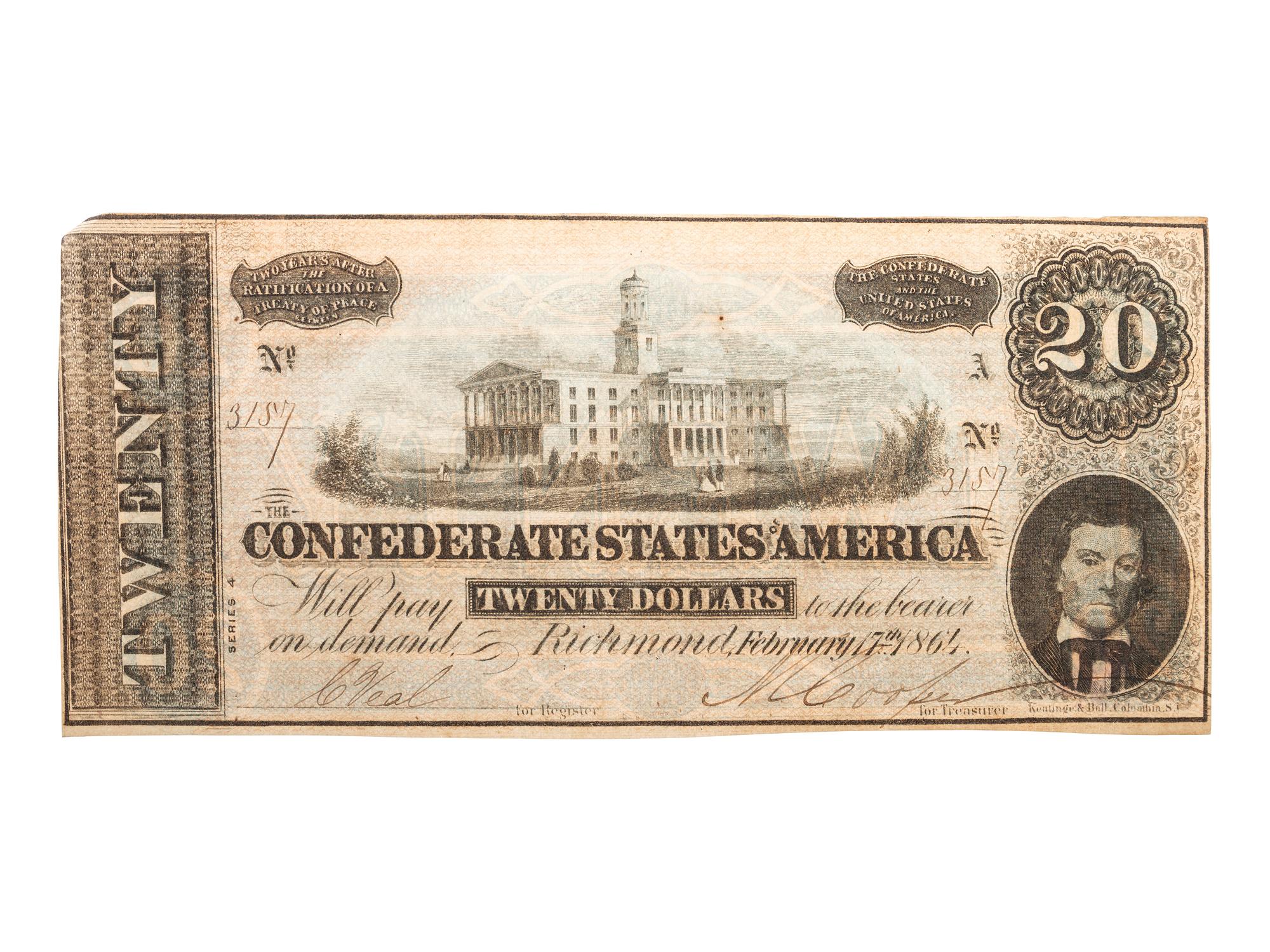 [CIVIL WAR - CURRENCY]. A group of more than 100 Confederate notes, comprising: